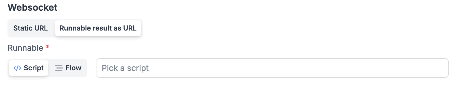 WebSocket URL as runnable result